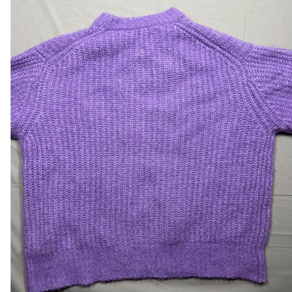 Zara Purple Mock Neck Chunky Knit Wool Alpaca Blend Sweater Womens Medium - Picture 4 of 6